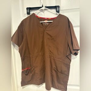 Dickies Chocolate Brown V-Neck Scrub Top